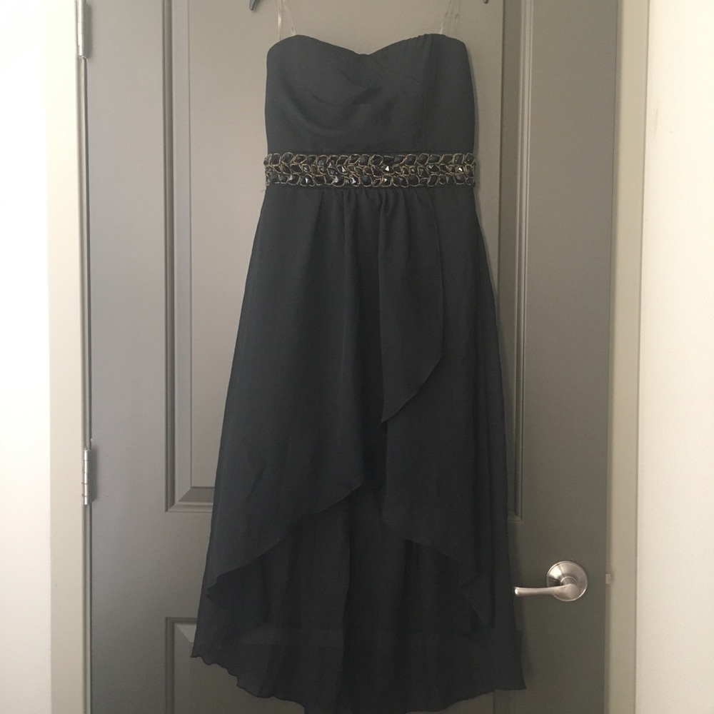 Strapless black hi-low dress